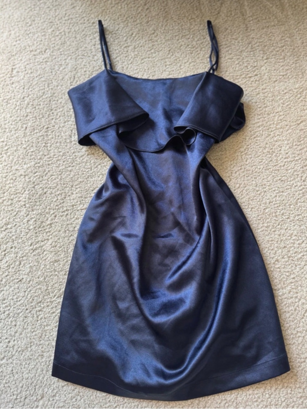 Kimchi Blue urban outfitters sexy night out Navy Satin Ruffle Mini Dress